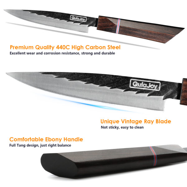 Qulajoy 8 Inch Japanese Chef Knife, Professional Hand Forged High Carbon Steel Kitchen Chef Knife,Cooking Knife With Ebony Handle - Image 7