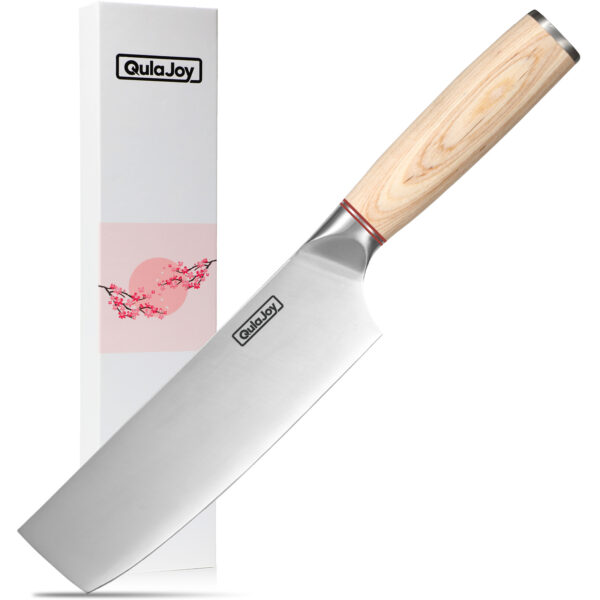 Qulajoy Vegetable Cleaver - Japanese Cleaver Chopping Knife High Carbon Stainless Steel Knives With Wooden Handle - Image 14