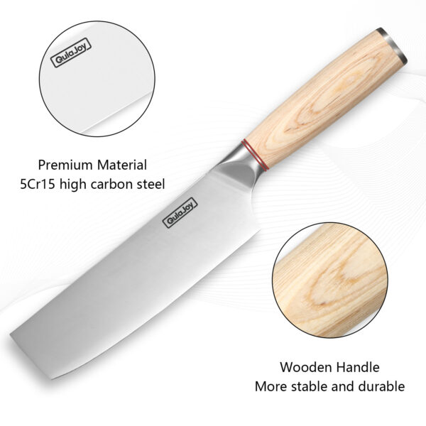 Qulajoy Vegetable Cleaver - Japanese Cleaver Chopping Knife High Carbon Stainless Steel Knives With Wooden Handle - Image 4