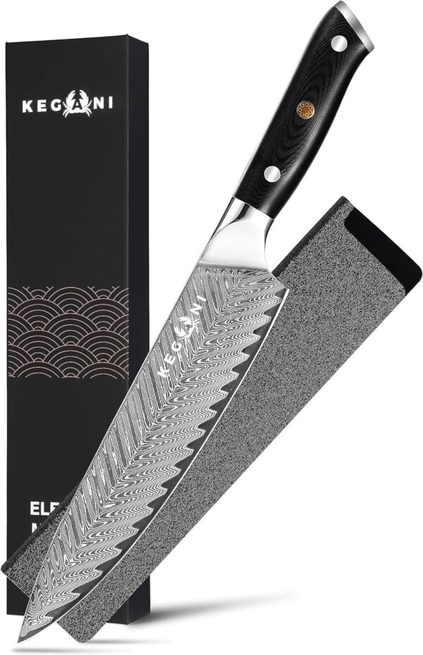 Kegani Meat Cleaver Knife 7 Inch - Damascus 73 Layers AUS-10 Steel Core Butcher Knife - G10 Handle Chinese Knife With Gift Box & Sheath - Image 6