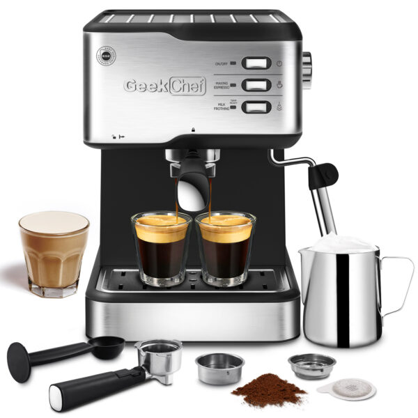 Geek Chef Espresso Machine;  Espresso and Cappuccino latte Maker 20 Bar Pump Coffee Machine Compatible with ESE POD capsules filter;  950W;  1.5L Water Tank(Banned selling Amazon) - Image 7