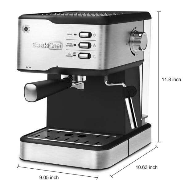 Geek Chef Espresso Machine;  Espresso and Cappuccino latte Maker 20 Bar Pump Coffee Machine Compatible with ESE POD capsules filter;  950W;  1.5L Water Tank(Banned selling Amazon) - Image 8