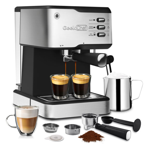 Geek Chef Espresso Machine;  Espresso and Cappuccino latte Maker 20 Bar Pump Coffee Machine Compatible with ESE POD capsules filter;  950W;  1.5L Water Tank(Banned selling Amazon) - Image 9