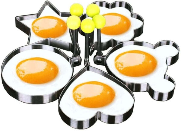 Stainless Steel 5 pc Egg and Pancake Mold Set - Image 2