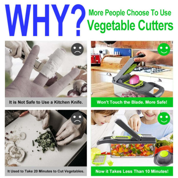 Multifunction Vegetable Fruit Slicer Chopper Food Container - Image 4