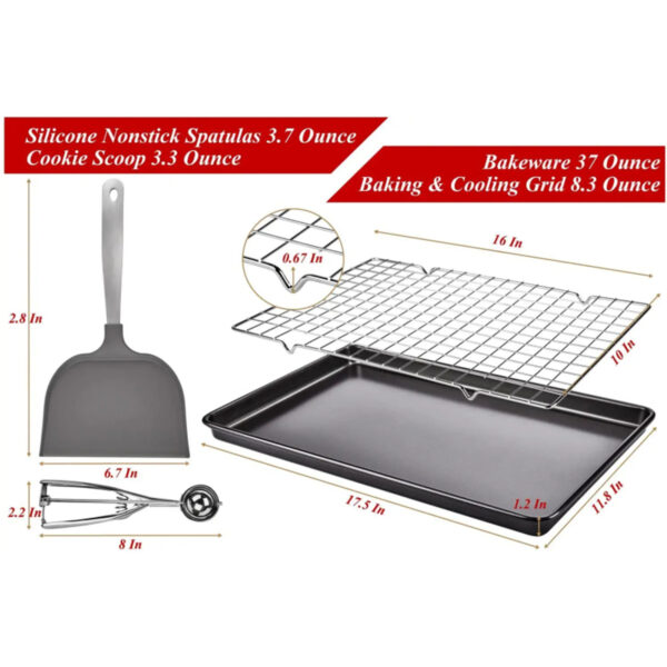 Cookie Sheets Non-stick Baking Sheet Set With Non-stick Jelly Roll Pan;  Rack;  Cookie Scoop;  Spatula - Image 2