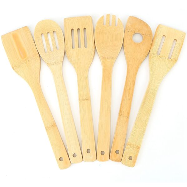 6Pcs Cooking Utensil Bamboo Wooden Spoons Spatula Kitchen Cooking Tools - Image 6