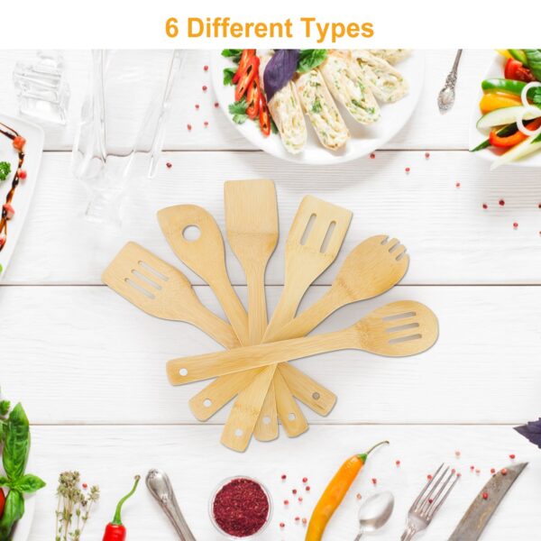 6Pcs Cooking Utensil Bamboo Wooden Spoons Spatula Kitchen Cooking Tools - Image 7