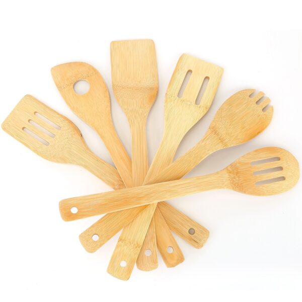 6Pcs Cooking Utensil Bamboo Wooden Spoons Spatula Kitchen Cooking Tools - Image 9