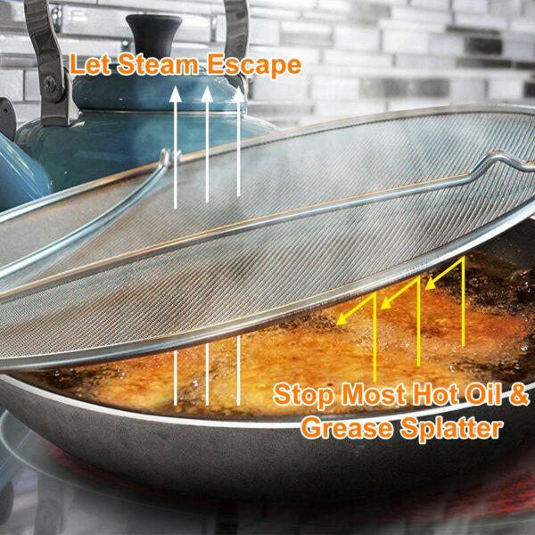 Grease Splatter Screen 13in Stainless Steel Fine Mesh Splash Mesh Shield Hot Oil Stopper - Image 5