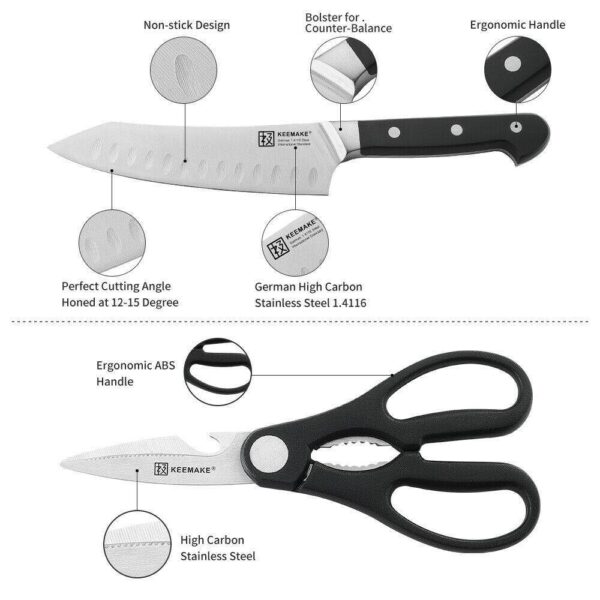 Kitchen 2Pcs Stainless steel Chef Scissor Knife Set - Image 2