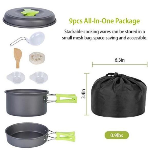 Outdoor Hiking Picnic Camping Cookware Set Picnic Stove Aluminum Pot Pans Kit - Image 10