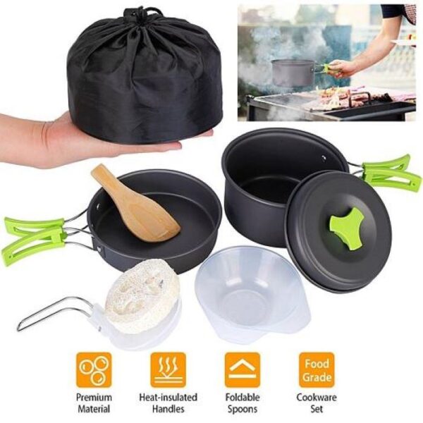 Outdoor Hiking Picnic Camping Cookware Set Picnic Stove Aluminum Pot Pans Kit - Image 11