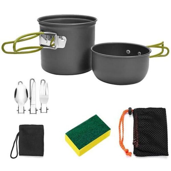 Outdoor Hiking Picnic Camping Cookware Set Picnic Stove Aluminum Pot Pans Kit - Image 2