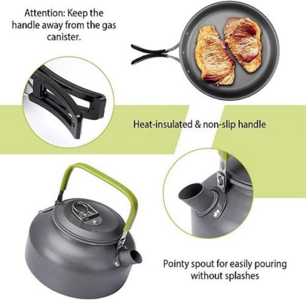 Outdoor Hiking Picnic Camping Cookware Set Picnic Stove Aluminum Pot Pans Kit - Image 19