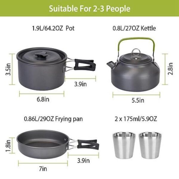 Outdoor Hiking Picnic Camping Cookware Set Picnic Stove Aluminum Pot Pans Kit - Image 22