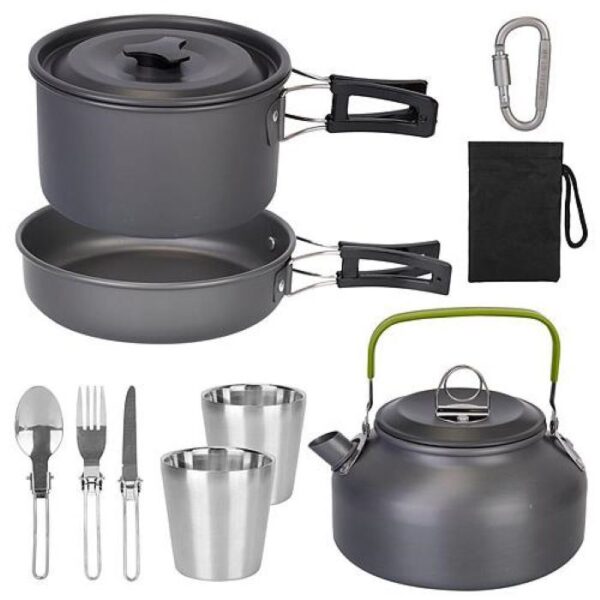 Outdoor Hiking Picnic Camping Cookware Set Picnic Stove Aluminum Pot Pans Kit - Image 16