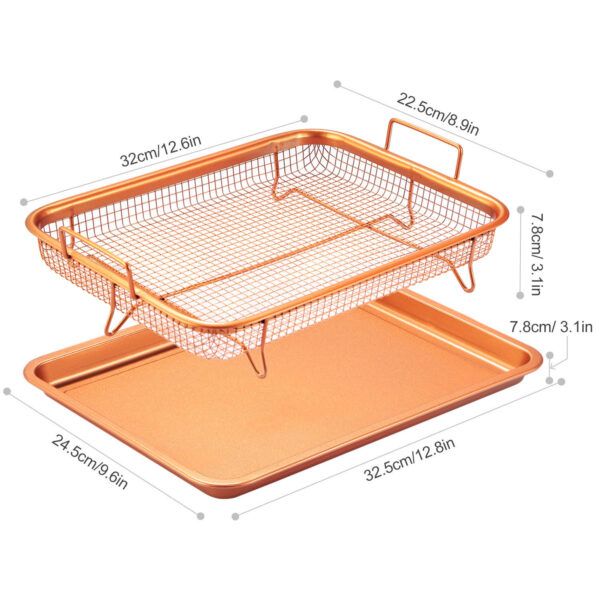 Crisper Tray Set Non Stick Cookie Sheet Tray Air Fry Pan Grill Basket Oven Dishwasher Safe Oil Free - Image 5