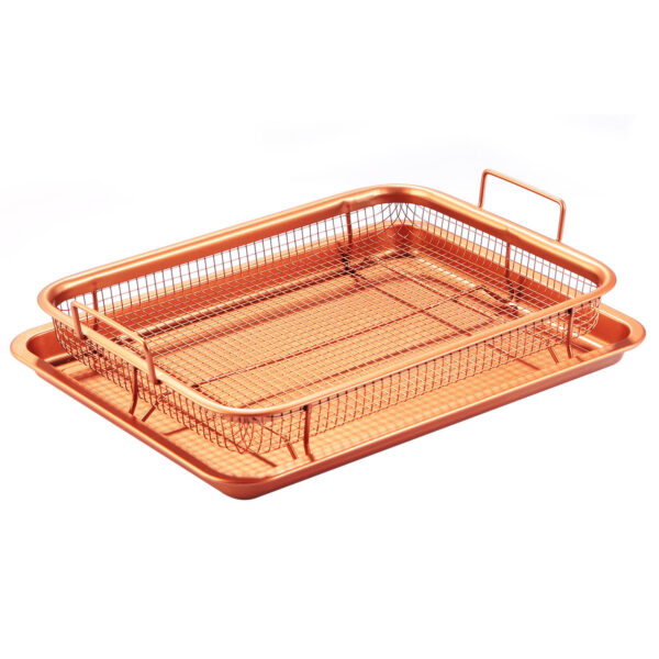 Crisper Tray Set Non Stick Cookie Sheet Tray Air Fry Pan Grill Basket Oven Dishwasher Safe Oil Free - Image 7