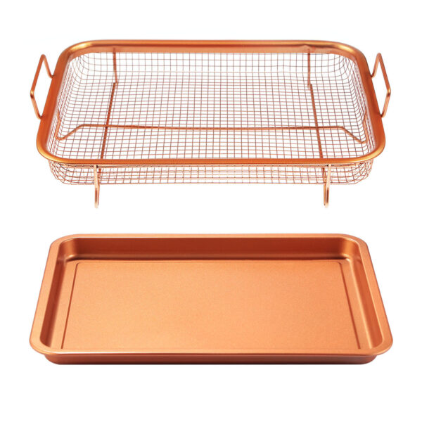 Crisper Tray Set Non Stick Cookie Sheet Tray Air Fry Pan Grill Basket Oven Dishwasher Safe Oil Free - Image 8