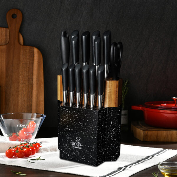 CHUSHIJI Knife set 16 Knife holder set Kitchen knife set Stainless steel knife set with blocks - Knife set Sharpening knife holder set Kitchen scissors Cutting board - Image 6