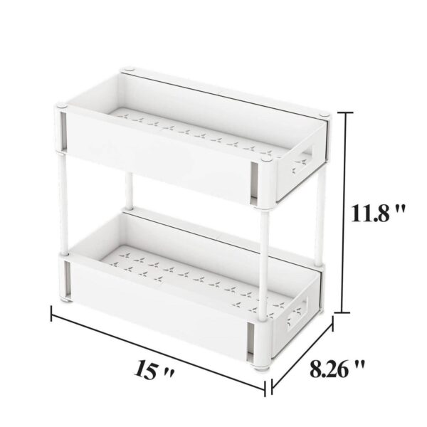 2 sets  sink storage units and bathroom sink storage units, 2-layer drawer cabinet storage unit for kitchen bathroom sink storage, white - Image 4