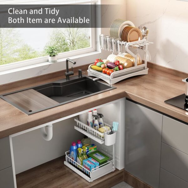 Double Sliding Metal Under Sink Organizer L Shape - Image 7