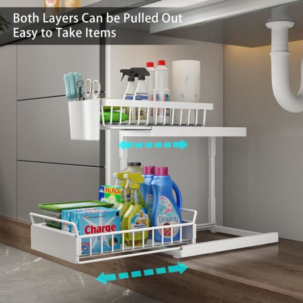 Double Sliding Metal Under Sink Organizer L Shape - Image 8