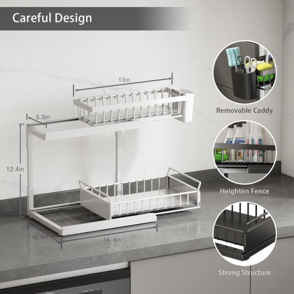 Double Sliding Metal Under Sink Organizer L Shape - Image 11