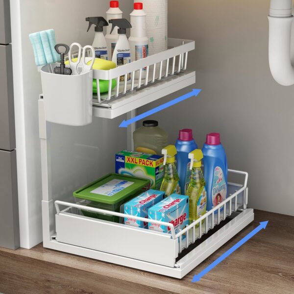 Double Sliding Metal Under Sink Organizer L Shape - Image 12