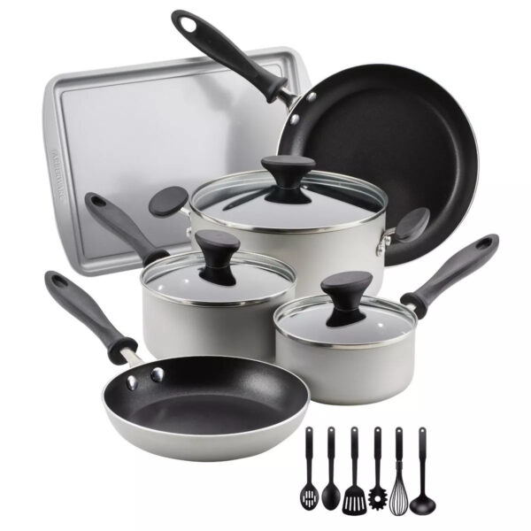 15pc Aluminum Nonstick Cookware Set with Prestige Tools