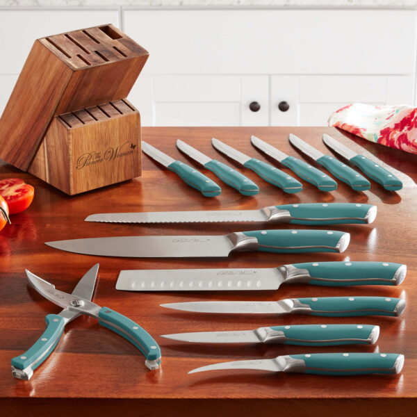 Pioneer Signature 14-Piece Stainless Steel Knife Block Set, Grayfloral - Image 3