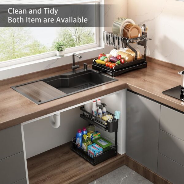 Double Sliding Metal Under Sink Organizer L Shape - Image 2