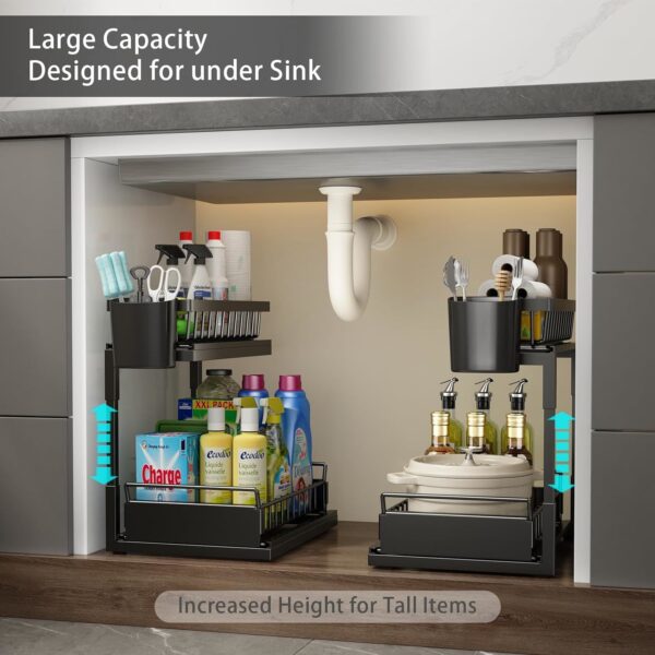 Double Sliding Metal Under Sink Organizer L Shape - Image 4