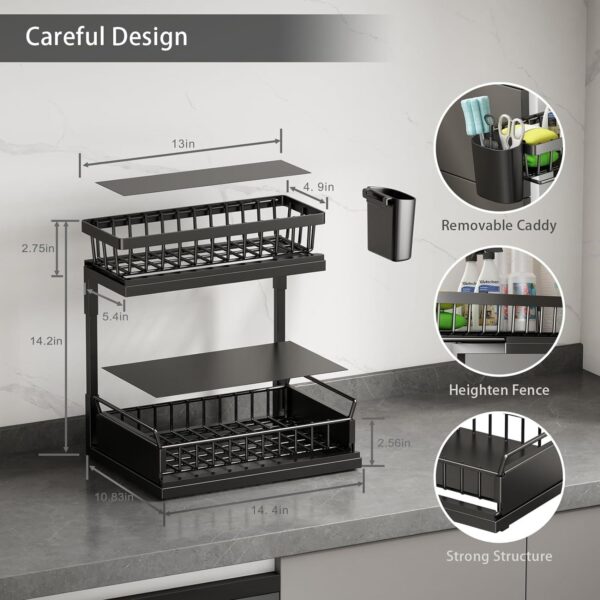 Double Sliding Metal Under Sink Organizer L Shape - Image 5