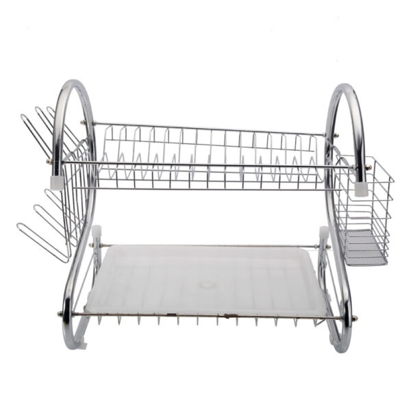 2 Tier Dish Drying Rack Drainer Stainless Steel Kitchen Cutlery Holder Shelf - Image 4