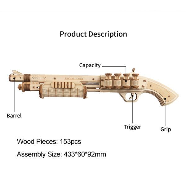 Robotime ROKR 3D Wooden Puzzle Games Shotgun Model Building Kits Toys for Children Drop Shipping - Image 2