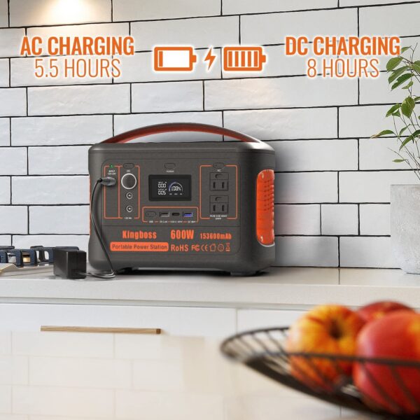 Portable Power Station 568Wh/600W Wireless Charger 15W PD Output 65W Type-C/QC 3.0/AC Outlets Solar Generator CPAP Battery Power Emergency Backup Power for Home Outdoor RV Camping Fishing - Image 13