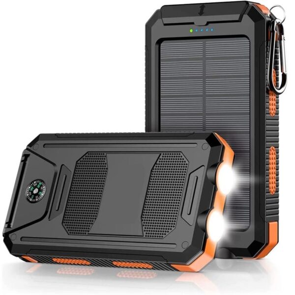 10000mAh Portable Fast Charging Power Bank 2USB Solar Charging with Flashlight For iPhone Xiaomi Android - Image 2