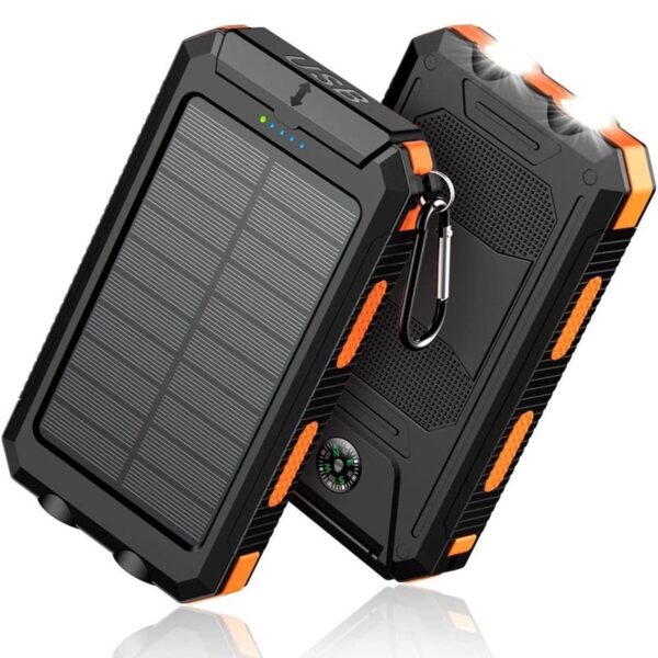 10000mAh Portable Fast Charging Power Bank 2USB Solar Charging with Flashlight For iPhone Xiaomi Android - Image 3