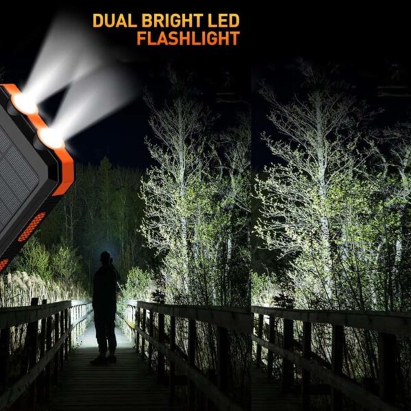 10000mAh Portable Fast Charging Power Bank 2USB Solar Charging with Flashlight For iPhone Xiaomi Android - Image 8