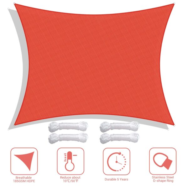 20'x23' Rectangle Sun Shade Sail/ Watermalon Red - Image 2