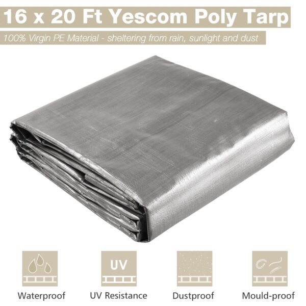 16x20ft Heavy Duty Poly Tarp/ Silver+Black - Image 14