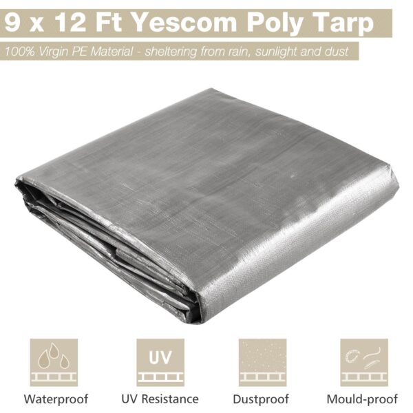 9x12ft Heavy Duty Poly Tarp/ Silver+Black - Image 13