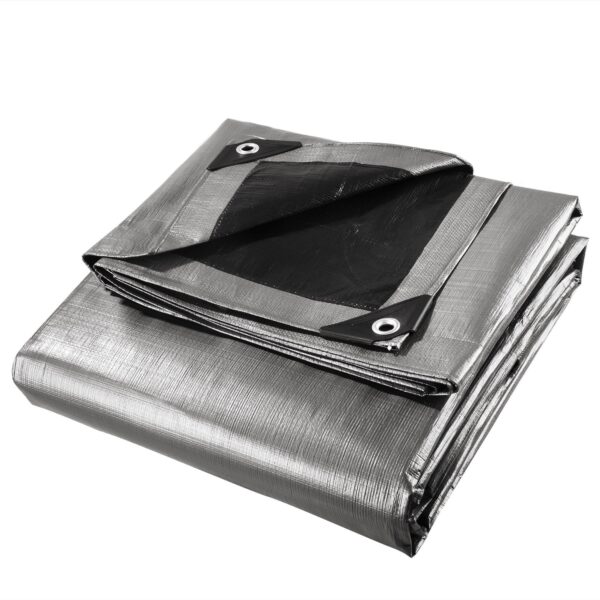 9x12ft Heavy Duty Poly Tarp/ Silver+Black - Image 4