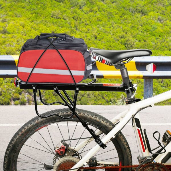 Bike Cargo Rack Adjustable Bicycle Rear Rack Cycling Luggage Carrier with Elastic Cord Red Reflector 55LBS Load Capacity - Image 7