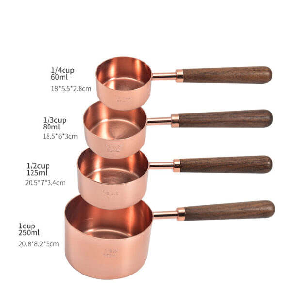 Kitchen Accessories 4Pcs/Set Measuring Cups Spoons Stainless Steel Plated Copper Wooden Handle Cooking Baking Tools - Image 11