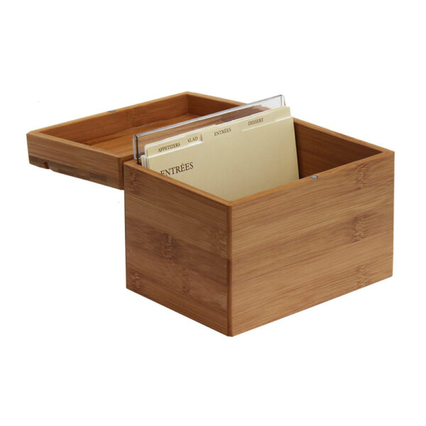 Oceanstar Bamboo Recipe Box with Divider - Image 2