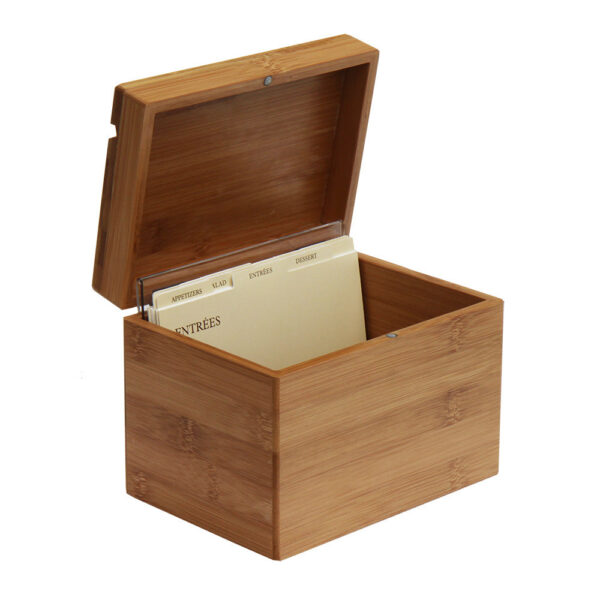 Oceanstar Bamboo Recipe Box with Divider - Image 3