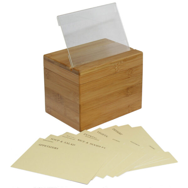 Oceanstar Bamboo Recipe Box with Divider - Image 5